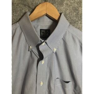 Jos. A. Bank Shirt Mens XL Blue Stripe Traveler Button Down Long Sleeve